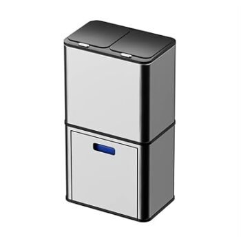 Automatic Dual-Compartment Smart Trash Can – Modern Touch-Free Waste Bin with Separate Lids for Kitchen, Bathroom and Office