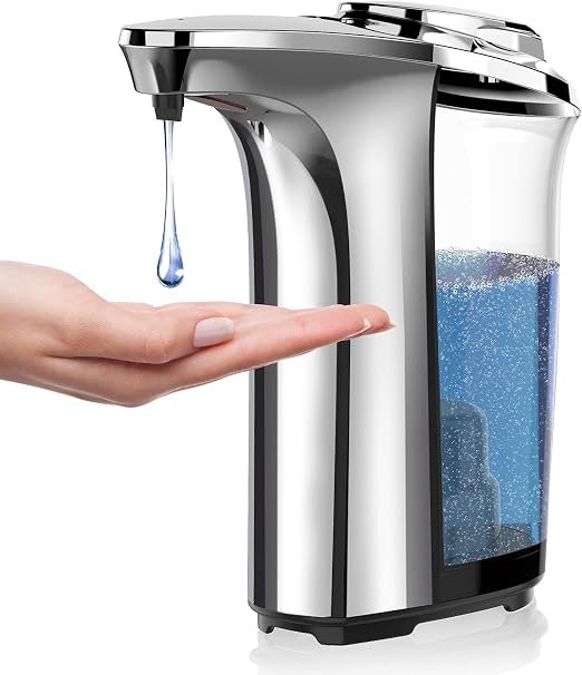 Automatic Touchless Soap Dispenser – Stainless Steel Sensor-Activated Liquid Soap Dispenser with Transparent Reservoir for Bathroom and Kitchen