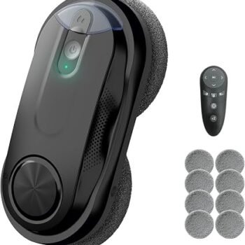 Smart Robotic Window Cleaning Device with Remote Control, Automatic Glass Cleaner with Replaceable Cleaning Pads for Home Use